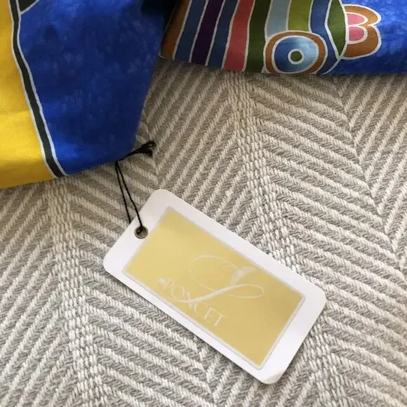 Rainbow Fish Silk Scarf Batik Rolled Edge Poncet Yellow Blue Red Green 31.5" NEW - Picture 11 of 11